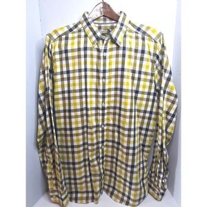 The North Face Mens Long Sleeve‎ Plaid Button Down Shirt Size L G Yellow Black